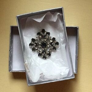 Black Jeweled Maltese Cross Pendant Pin